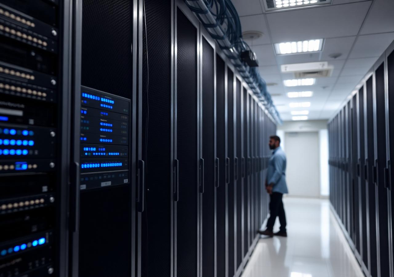 Server room with structured network racks